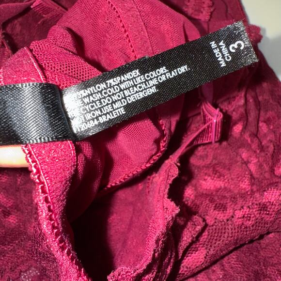 Torrid Lace Bralette Plus Size 3 3X Burgundy Wine Red Longline Wireless Lingerie - Picture 6 of 9